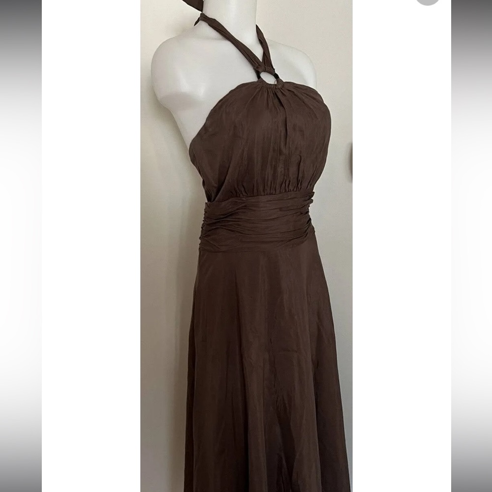 NWOT White House Black Market Chocolate Brown Halter Tie Dress